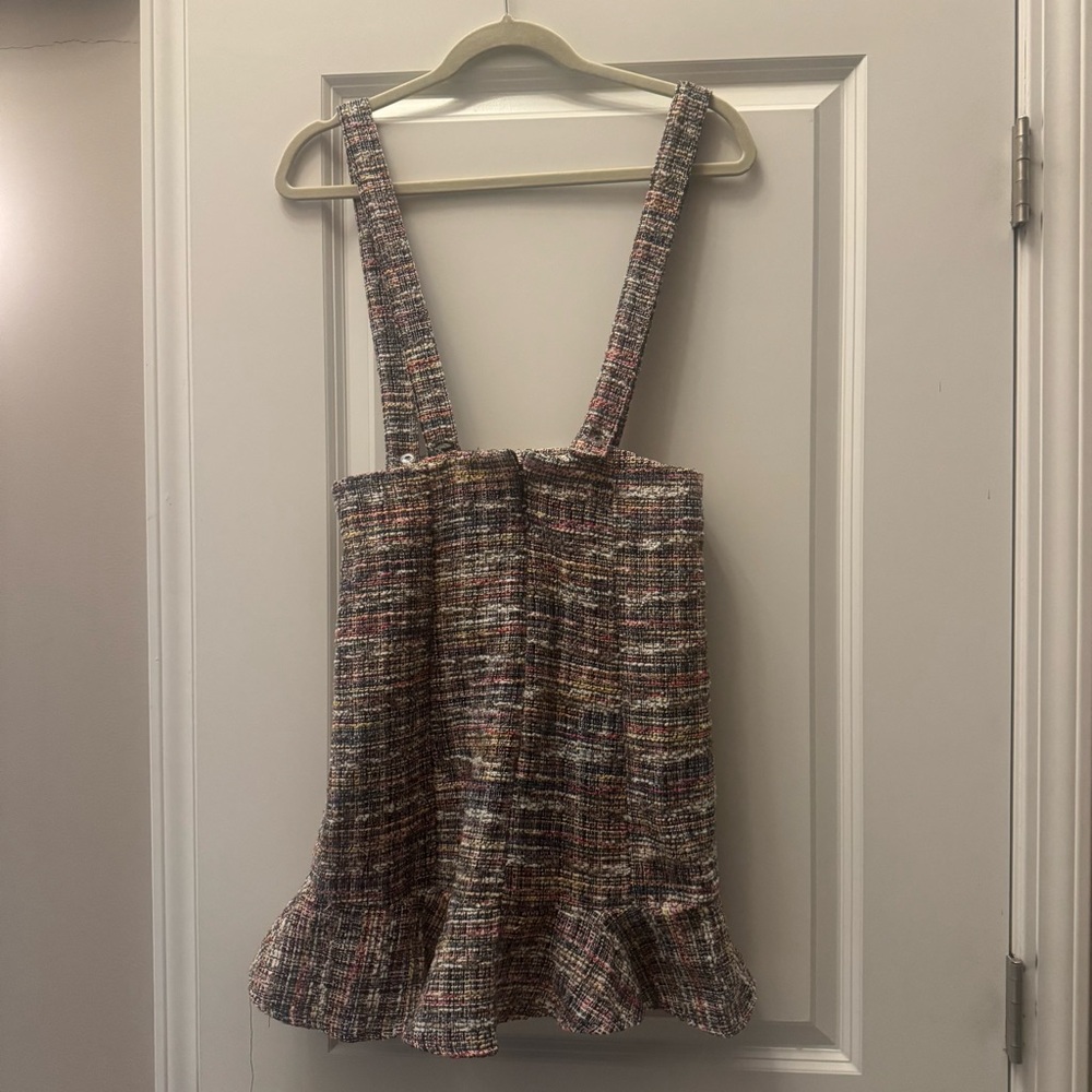 Lulus Multicolor Tweed Suspender Skirt‎ Mini Pinafore Dress Size Small